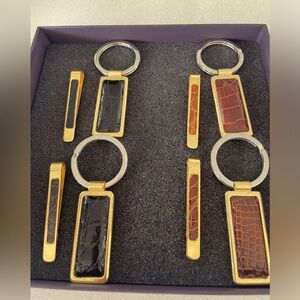 Italian real croc leather bundle set money clip/ tie